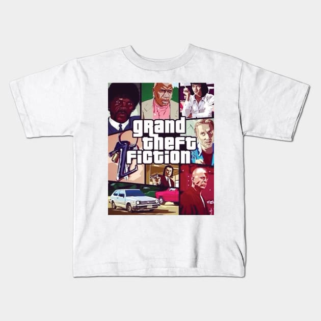 GRAND THEFT FICTION Kids T-Shirt by Pinches Dibujos Feos